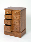 bespoke brown oak chest of drawers
